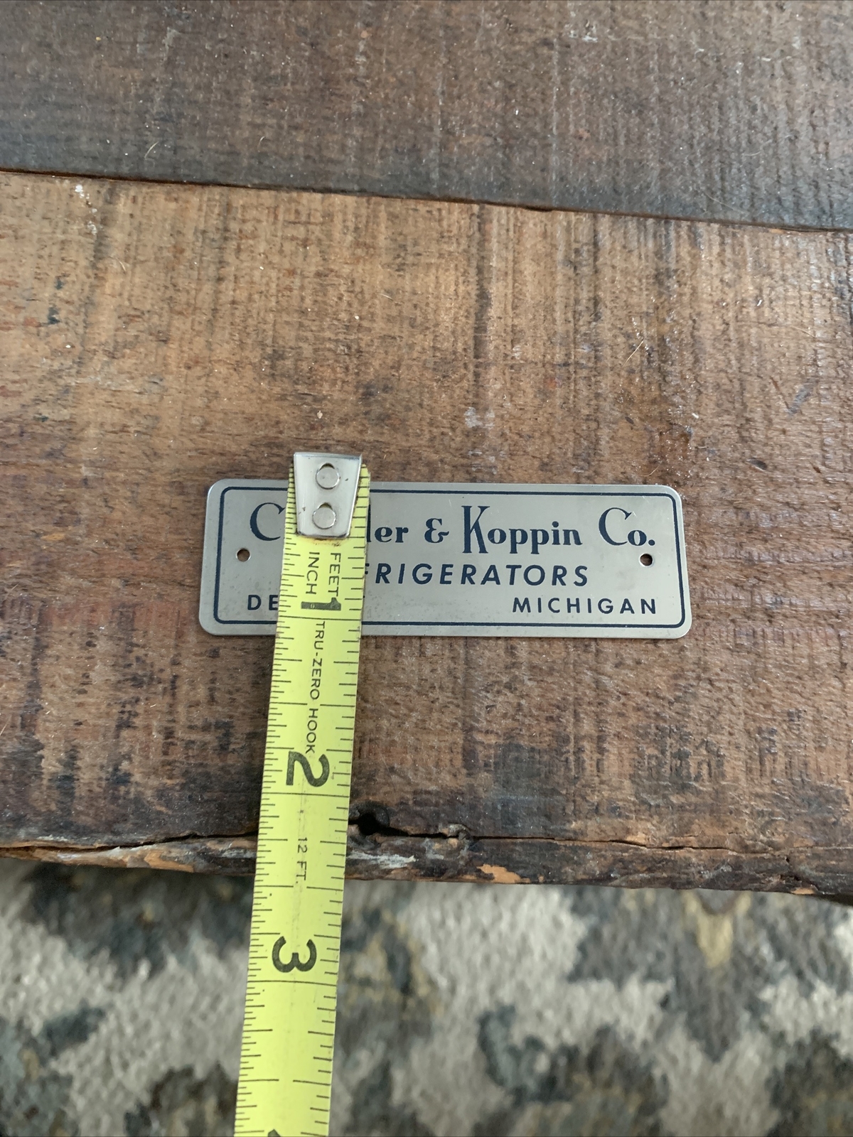 Small Metal DETROIT MI Name Data Plate Plaque Sign Badge Etched