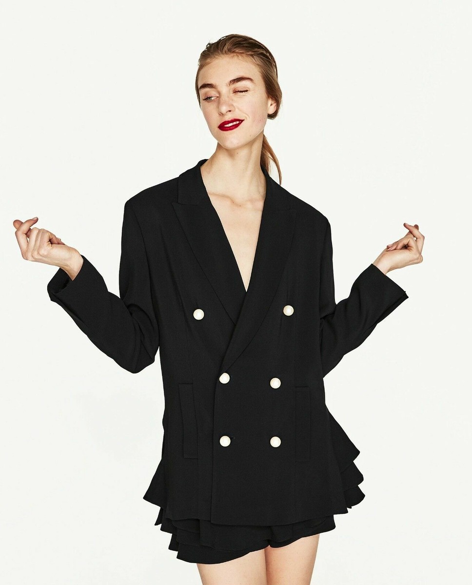Womens Blazer Zara Jacket With Pearl Buttons Zara Black Blazer