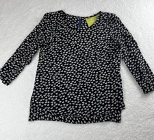 Anthropologie Maeve Blouse Womens S Blk Silk Linosa Top Heart Zip Corp Core Chic