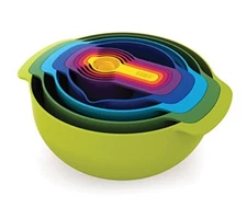 Joseph Joseph 40087 Nest 9 Nesting Bowls Set with Mixing Bowls Measuring Cups Si