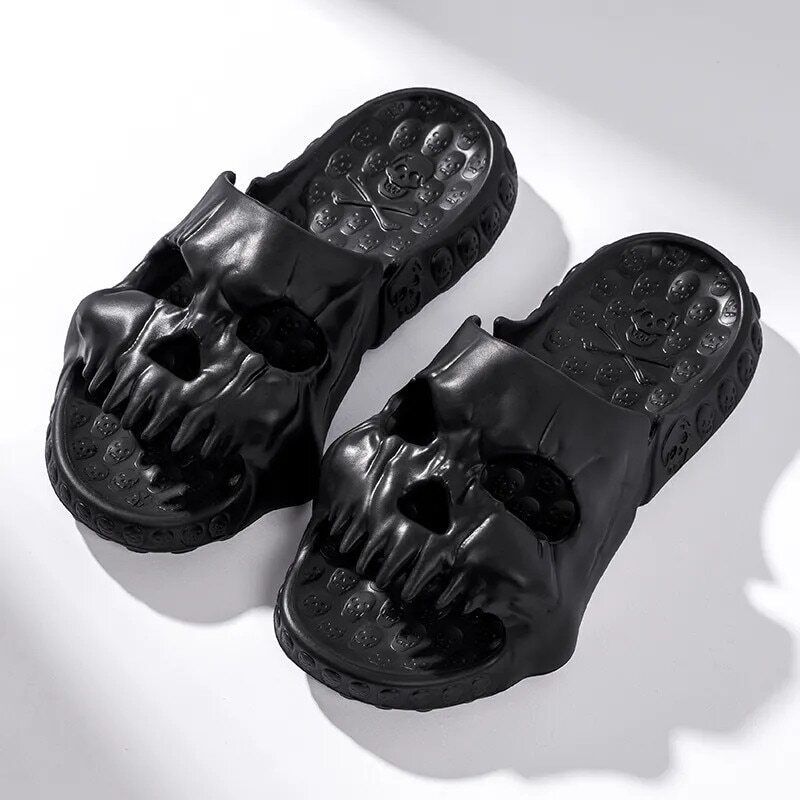 Personalized Skull Slippers Fun Slides ThickSole Platform Beach Non