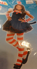 GIRLS 4-PIECE RED, BLACK WHITE CAT IN THE HAT COSTUME DRESS ONLY - SMALL 4-6