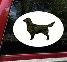 Golden Retriever Silhouette in Oval Vinyl Decal V2  Dog Puppy  Die Cut Sticker