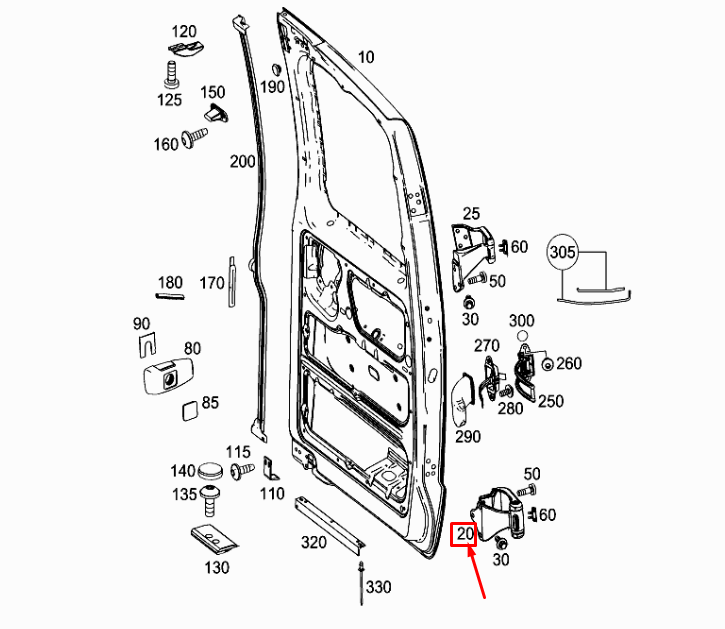 Neu MERCEDES-BENZ VITO W447 Scharnier für hintere Tür rechts unten A6397401637