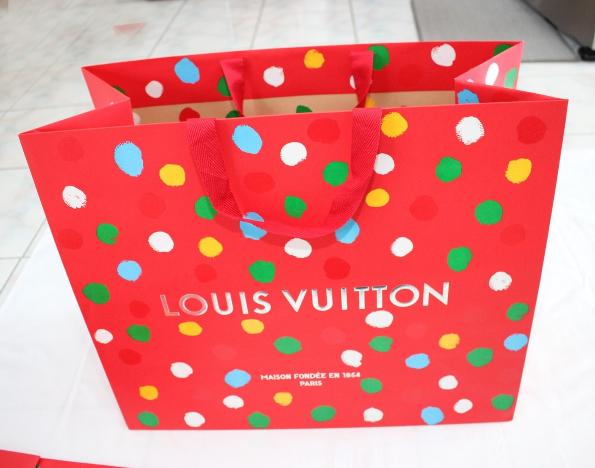 LOUIS VUITTON Yayoi Kusama Red Dot LARGE Paper Shopping Gift Bag 2023 EMPTY