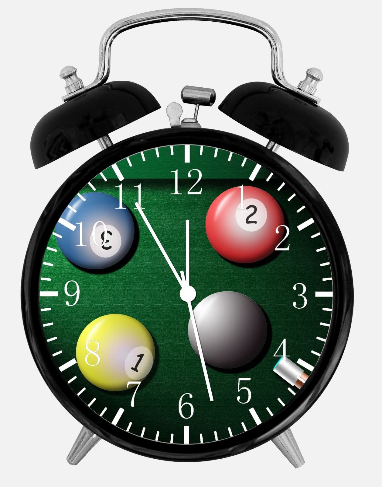 Pool Billiards Cue Alarm Desk Clock 3.75" Home or Office Decor W354 Nice Gift