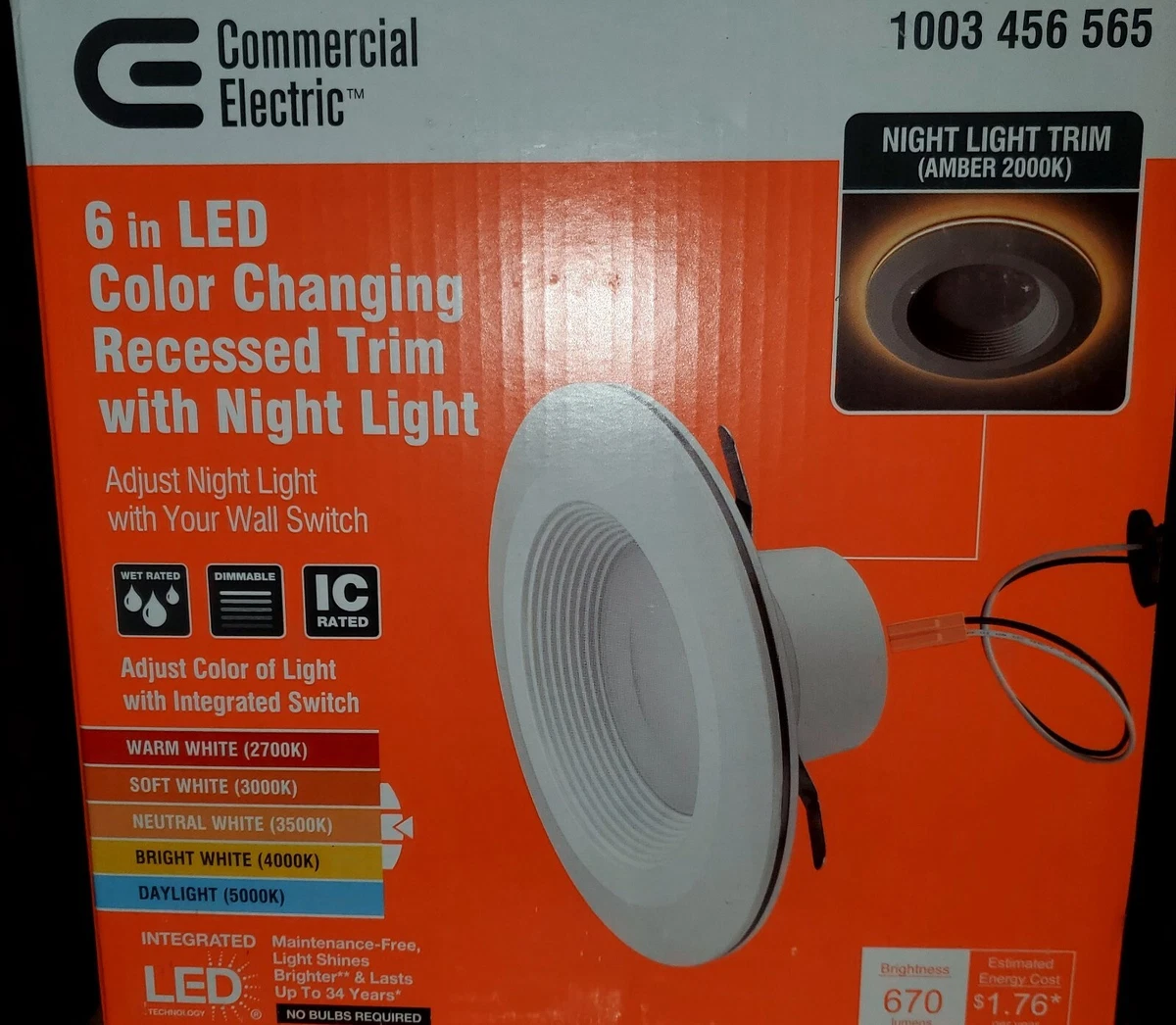 Commercial electric selectable cct integrated led recessed light trim with night light feature deals