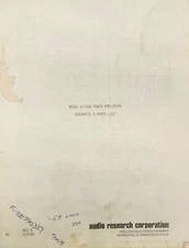 Audio Research Corporation Model D-100B Power Amplifier Schematic