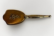 Antique Ornate Brass Hair Brush Floral Pattern - 12 in Long