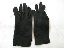 Vintage cotton blend black Ladies Gloves gathered cuff
