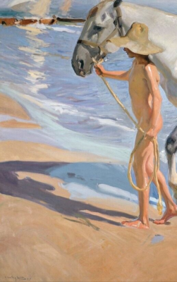 Joaquin Sorolla 油彩画 Joaquin Sorolla Signed Oil Painting on Canvas 16x24 in Luminism