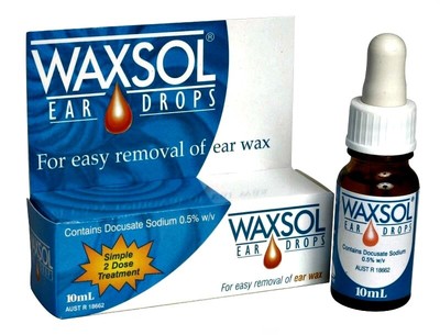 New 10ml Waxsol Ear Drops Ear Wax Removal 2 Dose Treatment Docusate