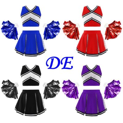 DE Freebily Kinderkostüm Cheer leader Mädchen Cheerleading Costume mit Pompom