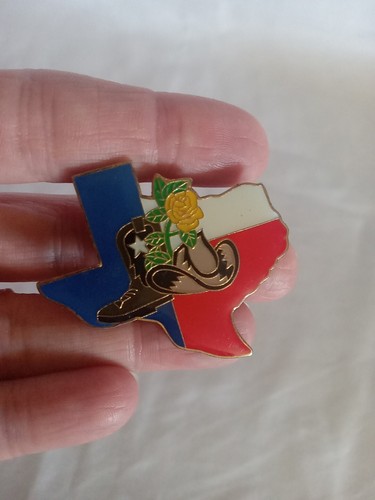 Calamita souvenir frigorifero in metallo Texas, colori bandiera del Texas, cappello, stivale, fiore, retrò - Foto 4 di 5