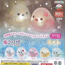 Fukufuku Shimaenaga Clears Light Mascot Capsule Toy 5 Types Full Comp Set Gacha