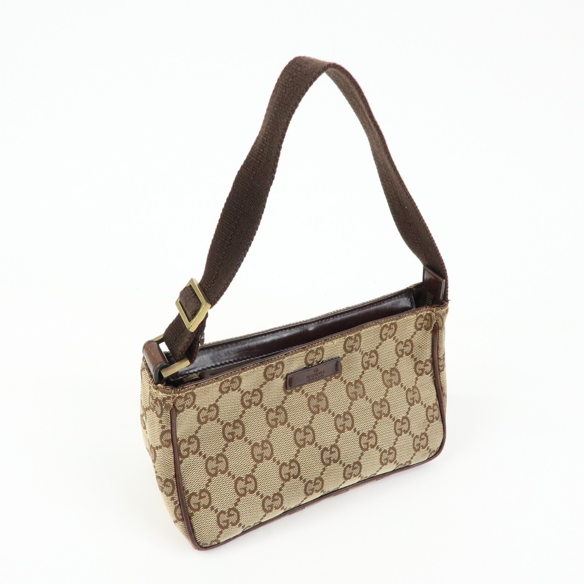 【used】GUCCI ミニポーチ GUCCI GG Canvas Leather Mini Hand Bag Pouch Beige Brown 106644