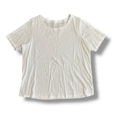 J.Jill Women  s XL White Pima Cotton Slub Scoop Neck Tee Shirt Side Slit Casual