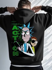 Men'S Rick and Morty Graphic Hoodie Official Characters Print, Casual Pullover