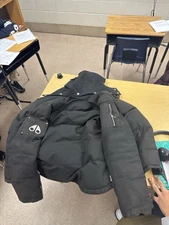 Moose Knuckles 3Q Shearling-Trimmed Heavy Warm Jacket with White Fur Size Medium