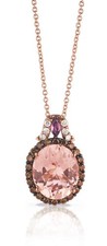 Le Vian 14K Rose Gold Morganite Rhodolite White and Chocolate Diamond Pendant