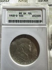 1948 D Benjamin Half Dollar Really Old Anacs Holder Ms 64 FBL