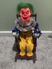 Animated Halloween Creepy Clown Doll Rocking Chair LED Lights NEW