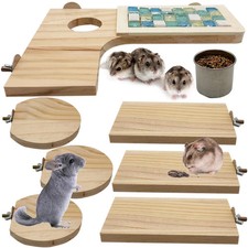Wooden Hamster Cage Platform Set 9 Pack Wood Juvenile Chinchilla Shelves Squi...
