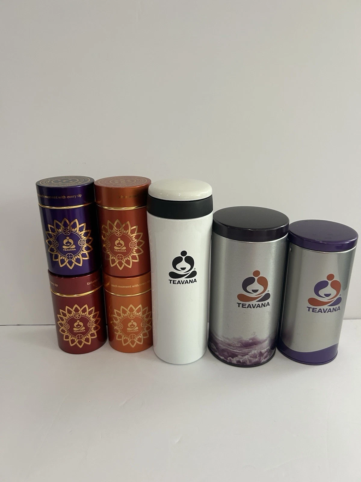 Teavana Tea Tin Canister Lot 7 With Travel Tea Tumbler Infuser
Opens in a new window or tab