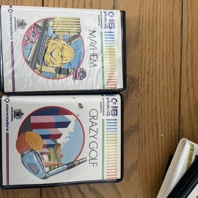 X2 Vintage Commodore C 16/Plus 4 Fire Ant und Crazy Golf Spiele.