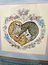 Needle Treasures Borderlines LOVING KITTENS Counted Cross Stitch Kit 12x12" cats