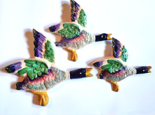 Flying ducks plaster wall hanging plaques handmade in UK kitsch birds 50's retro