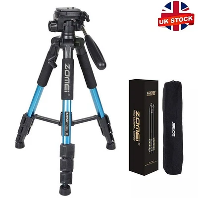 ZOMEI Q111 Portable Aluminum Camera Tripod with Pan Head for DSLR Camera Blue - Image 1 of 4