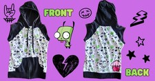 Vintage Invader Zim GIR Y2K Emo Scene hoodie vest RARE.