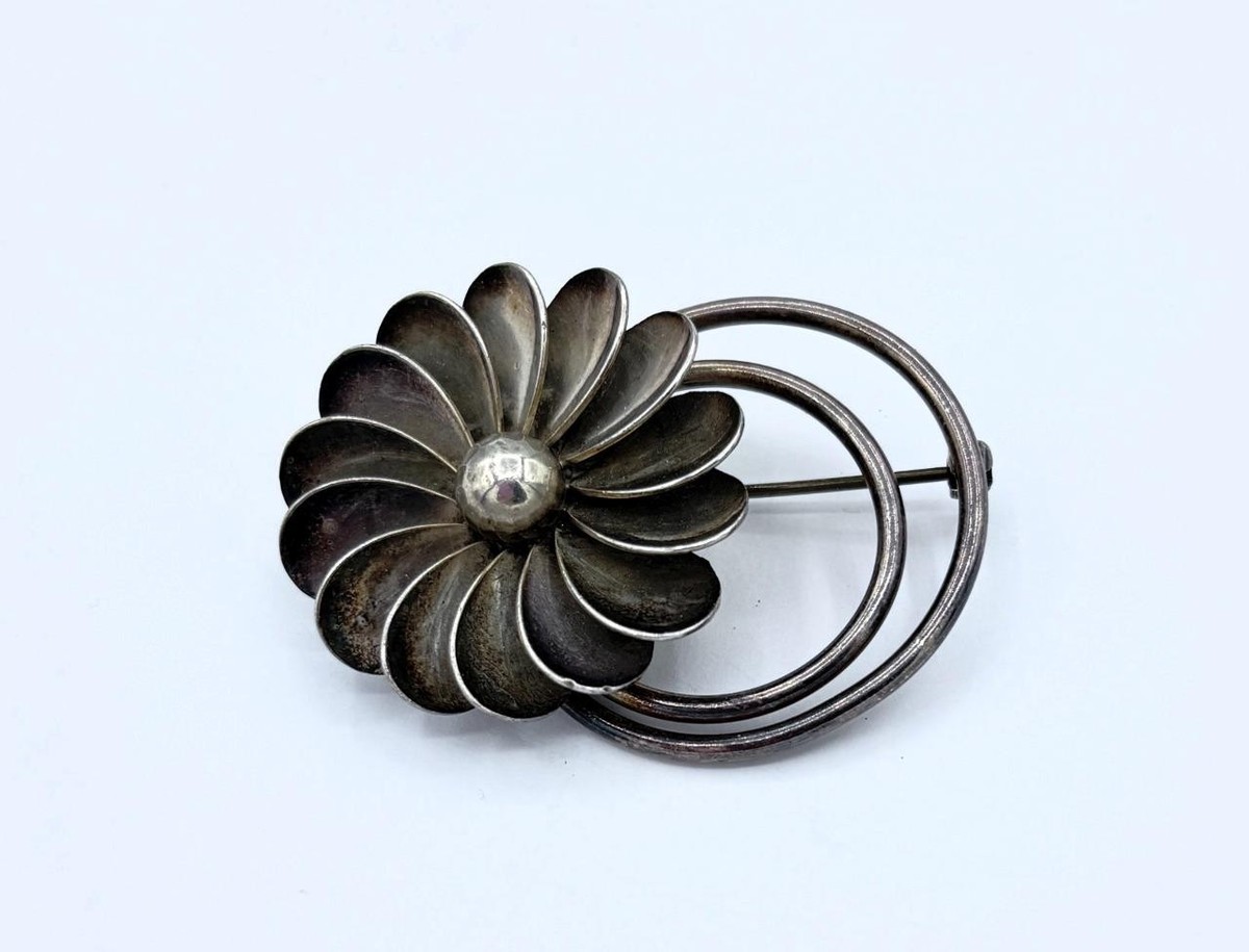 Sterling Silver Signed Georg Jensen Flower Pin #103 | eBay