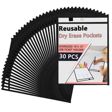 30 Packs Oversized Dry Erase Pockets Reusable Sleeves 10x13 Job Ticket Holder...