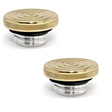 Motorcycle Gas Cap Set - Harley Davidson 1983 and up Split Tank - Brass