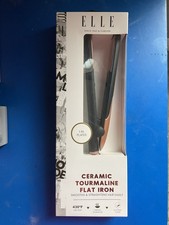 ELLE Ceramic Tourmaline Flat Iron 1" Adjustable Heat 430 F Black Floating Plates