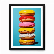 Pop Art Vivid Donuts 2 Art Print Framed Wall Art Poster Canvas Print Picture