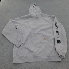 Carhartt Hoodie Mens XL Gray Loose Fit Sweatshirt Pullover Gym Work Outdoor