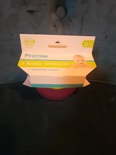 Premia Babycare Fuscia Pink 2 Bowls w/ Lids. BPA Free 0+Months