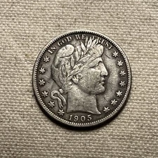 1905-S Barber Half Dollar 90% Silver ~ BETTER DATE ~ VF++ DETAILS 