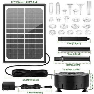 Solar Springbrunnen Set:10W bunt LED,Fernbedienung & 21 Effekte für Teich &Garte