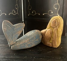 Articulated 1990 Hand Carved SIGNED Wolf Creek Wooden Mermaid Figurine Folk Art