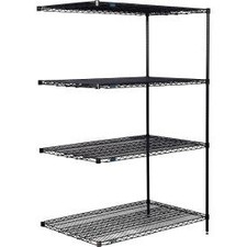 Nexel 4 Shelf Black Epoxy Wire Shelving Unit Add On 48""W x 30""D x 86""H