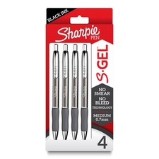Sharpie S-gel, Gel Pens, Sleek Metal Barrel, Gunmetal, Medium Point 0
