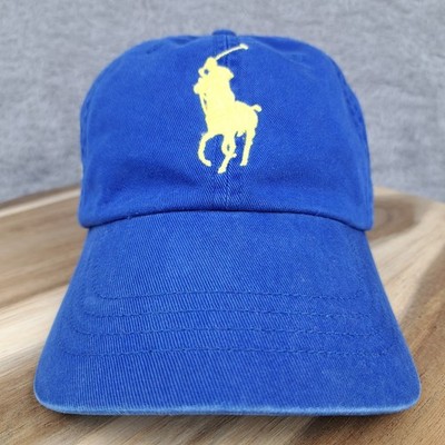 Polo Ralph Lauren Hat Cap Strap Back Blue Yellow Big Pony Horse #3 Mens
