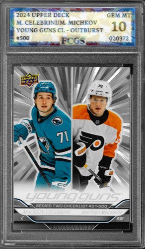 Macklin Celebrini / Matvei Michkov [Outburst Silver] #500 2024 Upper Deck card