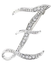 26 Letter Brooch Pins Small Silver Metal Rhinestone Crystal Initial A Z Alp - 23
