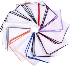 Men's Classic White Cotton Pocket Squares Handkerchiefs for Suits Formal