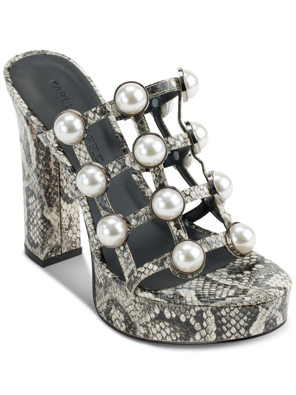 KARL LAGERFELD PARIS Женские черные босоножки Addica на каблуке-слипоне на платформе 1, 9 М